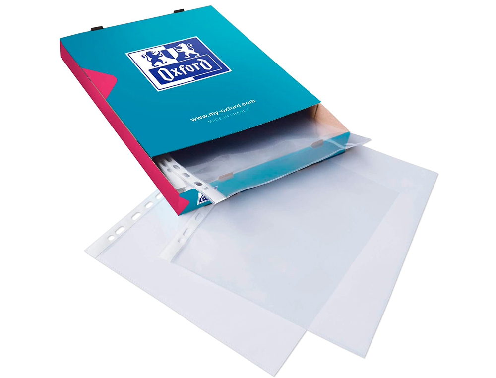 POCHETTE OXFORD POLYPROPYLNE LISSE 9/100E PERFORE USAGE INTENSIF A4 210X297MM BOTE 100 UNITS