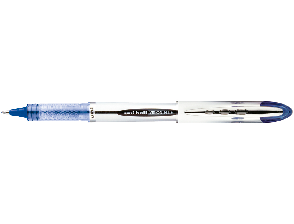 ROLLER UNIBALL UB-200 VISION ÉLITE ÉCRITURE MOYENNE 0.5MM CORPS LUXE GRIS ENCRE LIQUIDE VISIBLE RECHARGEABLE BLEU