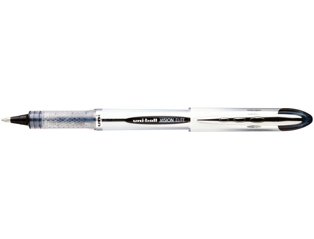 ROLLER UNIBALL UB-200 VISION ÉLITE ÉCRITURE MOYENNE 0.5MM CORPS LUXE GRIS ENCRE LIQUIDE VISIBLE RECHARGEABLE NOIR