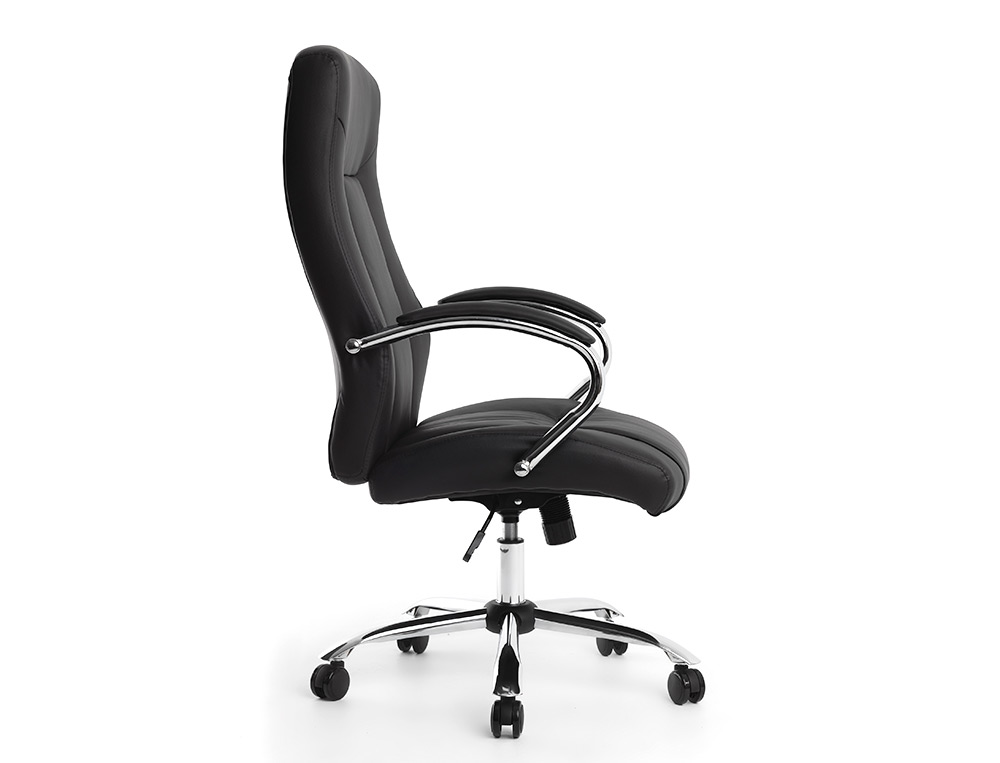 FAUTEUIL DE DIRECTION Q-CONNECT VERONA SIMILI CUIR BASE ACIER CHROME HAUTEUR MAX 1210MM LARGEUR 650MM PROF 730MM NOIR