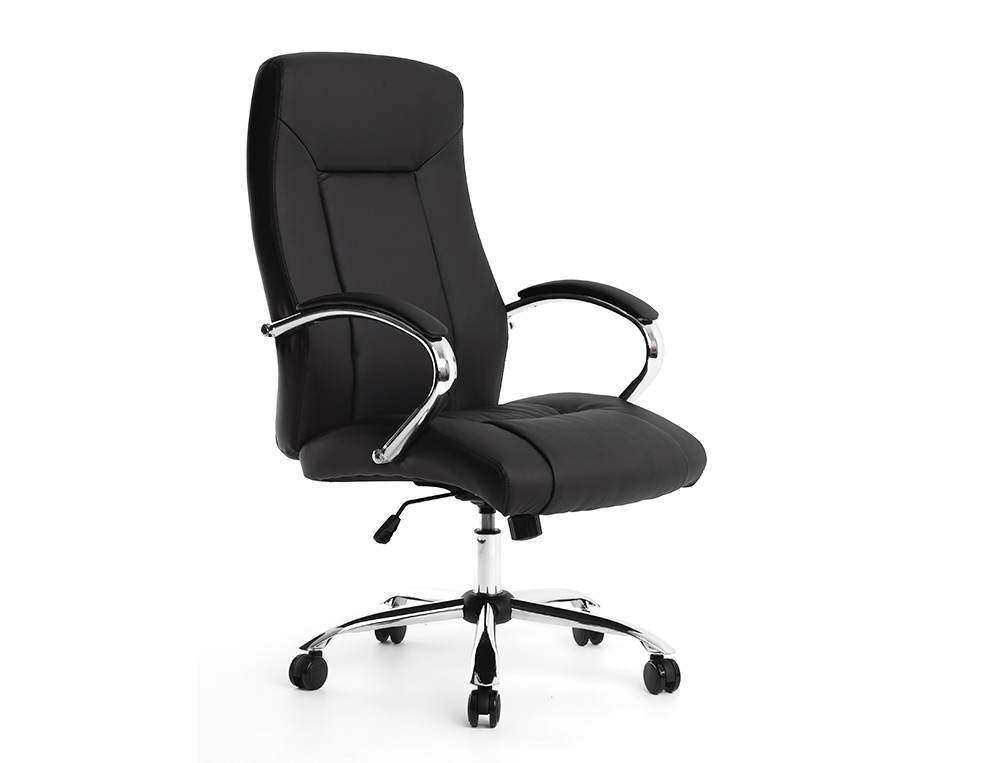 FAUTEUIL DE DIRECTION Q-CONNECT VERONA SIMILI CUIR BASE ACIER CHROME HAUTEUR MAX 1210MM LARGEUR 650MM PROF 730MM NOIR