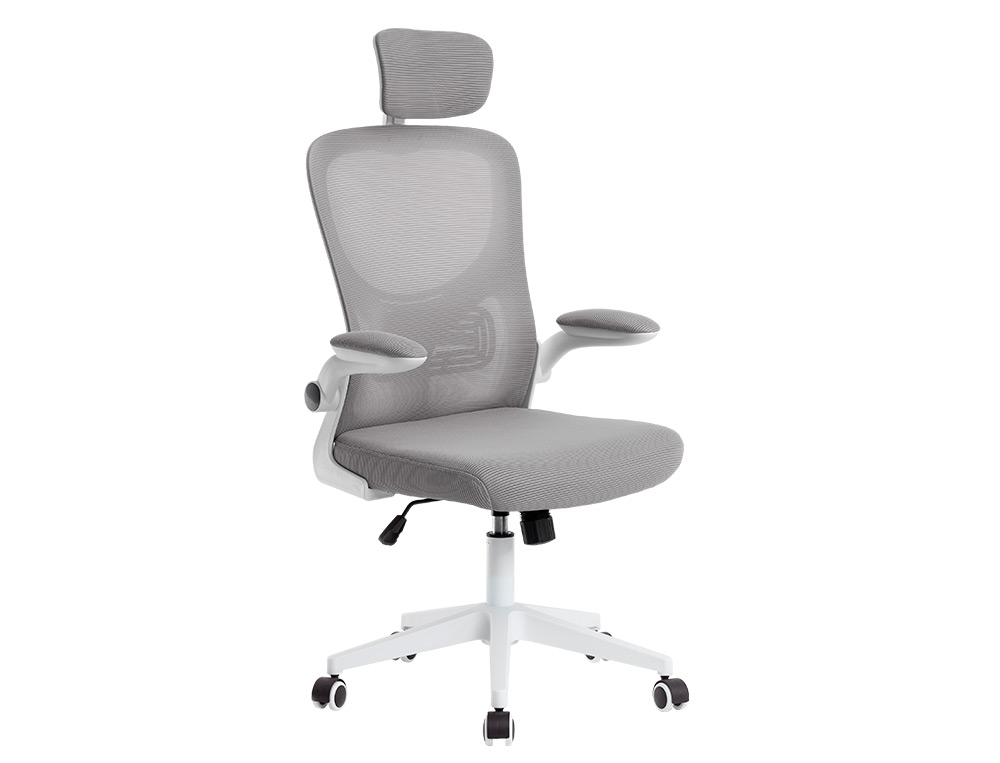 FAUTEUIL ERGONOMIQUE Q-CONNECT PALERMO MAILLE BASE NYLON HAUTEUR MAX 1300MM LARGEUR 630MM PROF 680MM GRIS ET BLANC