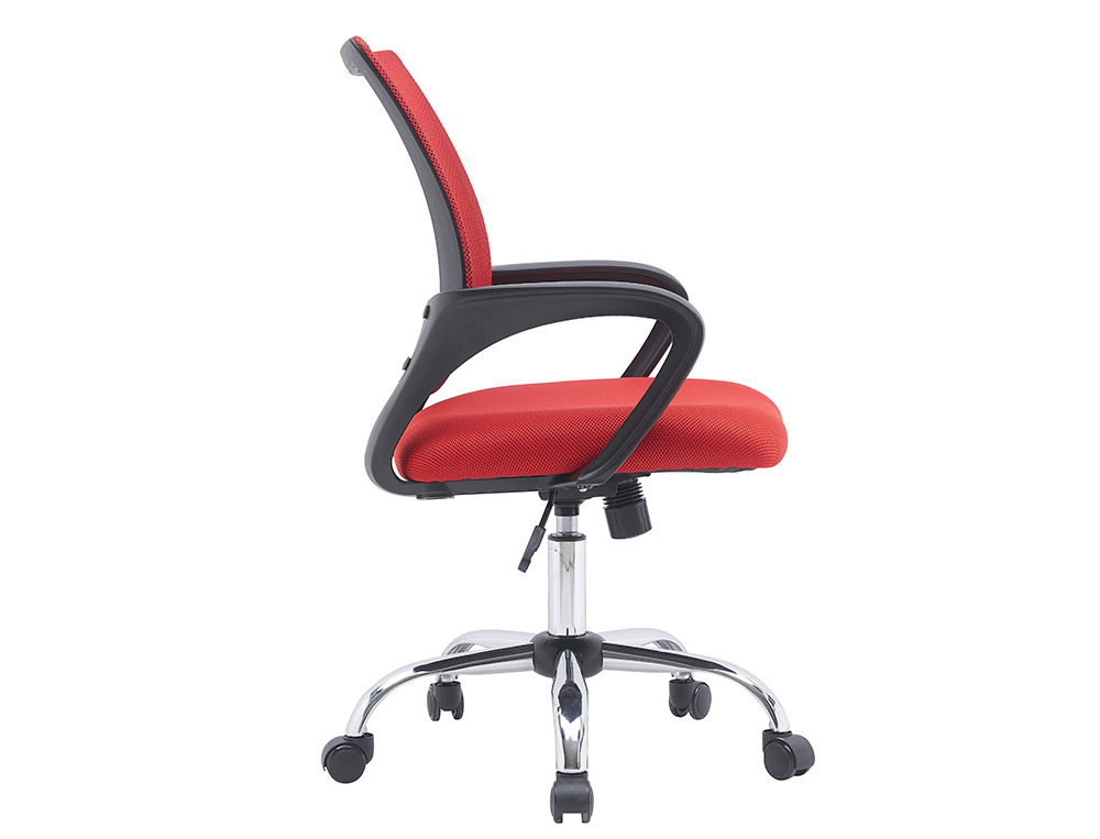 FAUTEUIL OPERATEUR Q-CONNECT SIENA MAILLE BASE METAL CHROME HAUTEUR MAX 1000MM LARGEUR 560MM PROF 570MM NOIR ET ROUGE