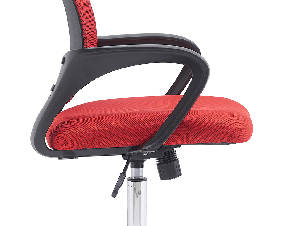 FAUTEUIL OPERATEUR Q-CONNECT SIENA MAILLE BASE METAL CHROME HAUTEUR MAX 1000MM LARGEUR 560MM PROF 570MM NOIR ET ROUGE