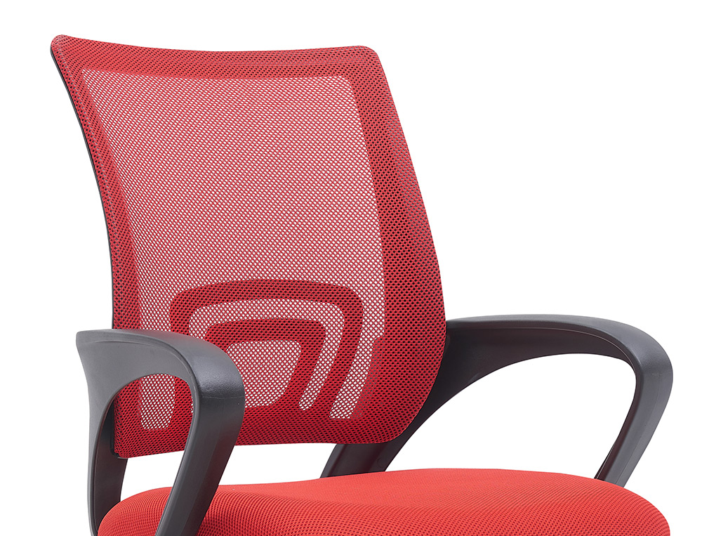 FAUTEUIL OPERATEUR Q-CONNECT SIENA MAILLE BASE METAL CHROME HAUTEUR MAX 1000MM LARGEUR 560MM PROF 570MM NOIR ET ROUGE