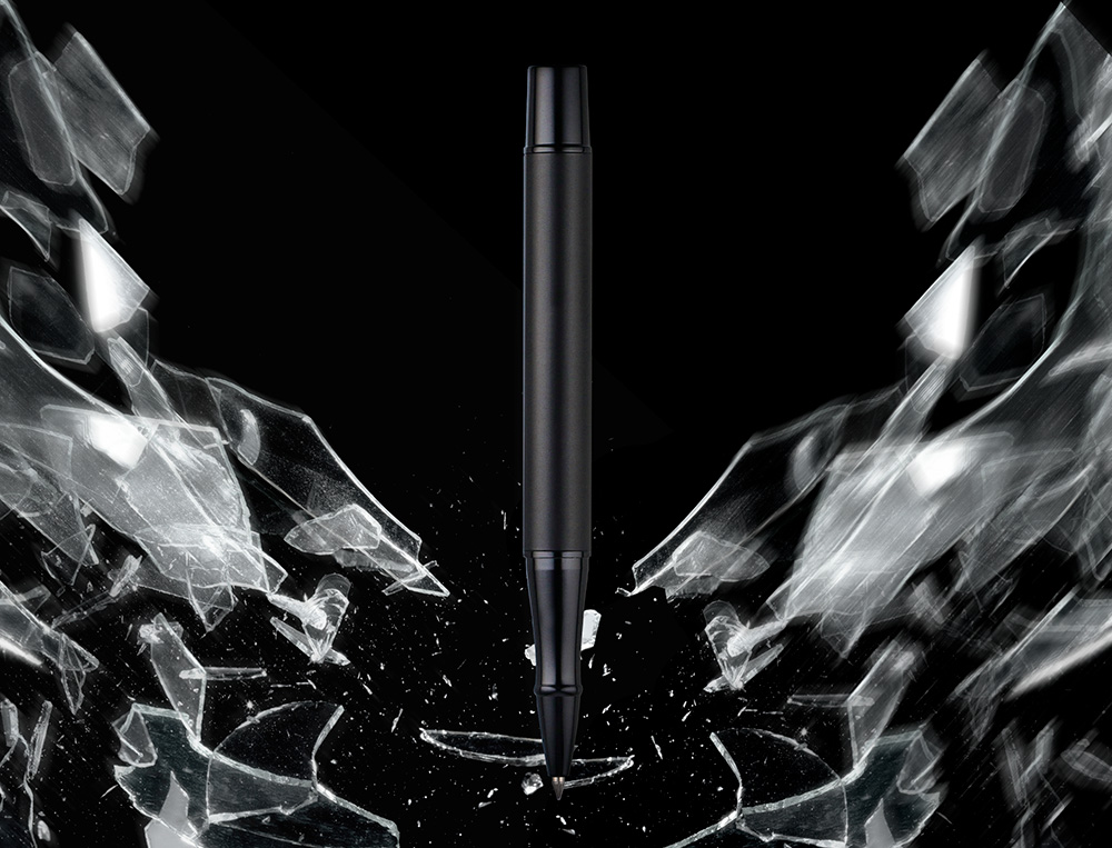 ROLLER BELIUS UNSTOPPABLE MONOCHROME ALUMINIUM ENCRE NOIRE COLORIS NOIR DANS COFFRET CADEAU