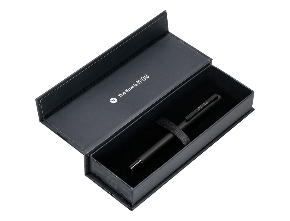 ROLLER BELIUS UNSTOPPABLE MONOCHROME ALUMINIUM ENCRE NOIRE COLORIS NOIR DANS COFFRET CADEAU