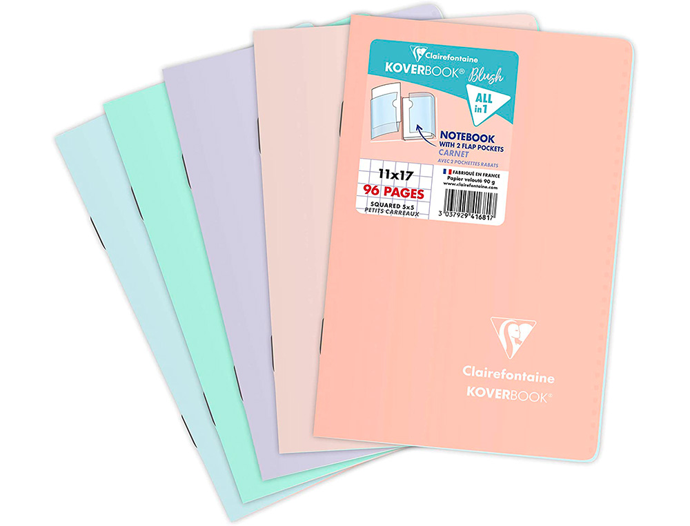 CAHIER PIQUE CLAIREFONTAINE KOVERBOOK BLUSH POLYPROPYLENE OPAQUE FORMAT A2 DIM. 11X17CM 96 PAGE