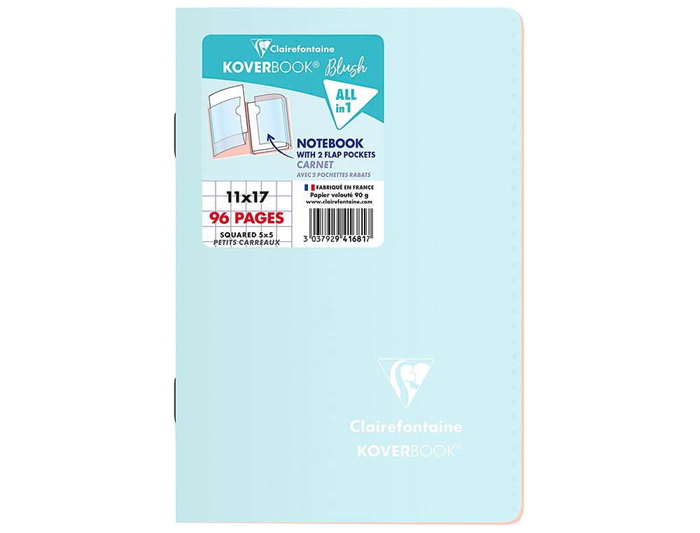 CAHIER PIQUE CLAIREFONTAINE KOVERBOOK BLUSH POLYPROPYLENE OPAQUE FORMAT A2 DIM. 11X17CM 96 PAGE