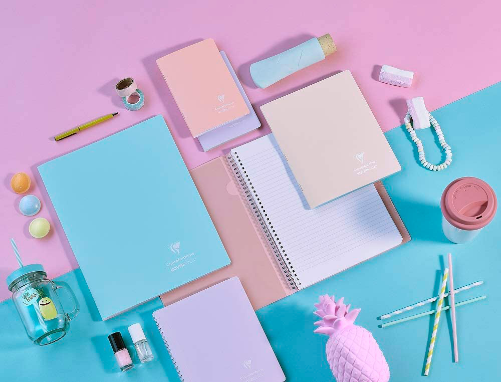 CAHIER PIQUE CLAIREFONTAINE KOVERBOOK BLUSH POLYPROPYLENE OPAQUE FORMAT A2 DIM. 11X17CM 96 PAGE