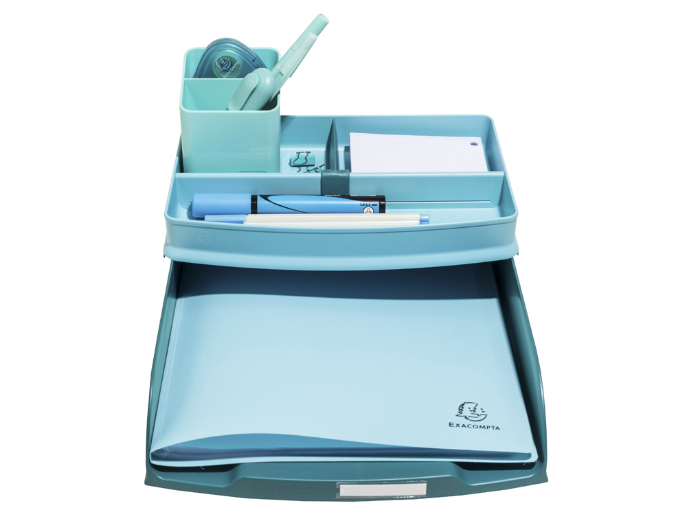 CORBEILLE COURRIER EXACOMPTA COMBO STYLI SKANDI A4+ SUPERPOSABLE VERTICALE/ESCALIER COLORIS BLEU PACIFIQUE