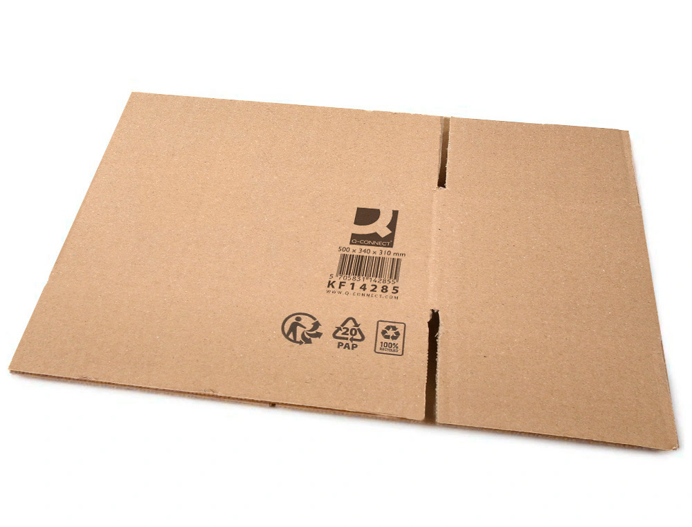 CAISSE AMERICAINE Q-CONNECT ULTRA-RESISTANTE CARTON RECYCLE DOUBLE CANNELURE 7MM 500X340X310MM COLORIS KRAFT