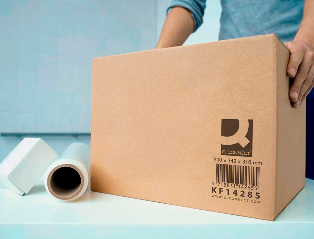 CAISSE AMERICAINE Q-CONNECT ULTRA-RESISTANTE CARTON RECYCLE DOUBLE CANNELURE 7MM 500X340X310MM COLORIS KRAFT