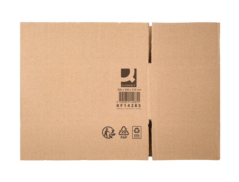 CAISSE AMERICAINE Q-CONNECT ULTRA-RESISTANTE CARTON RECYCLE DOUBLE CANNELURE 7MM 500X340X310MM COLORIS KRAFT
