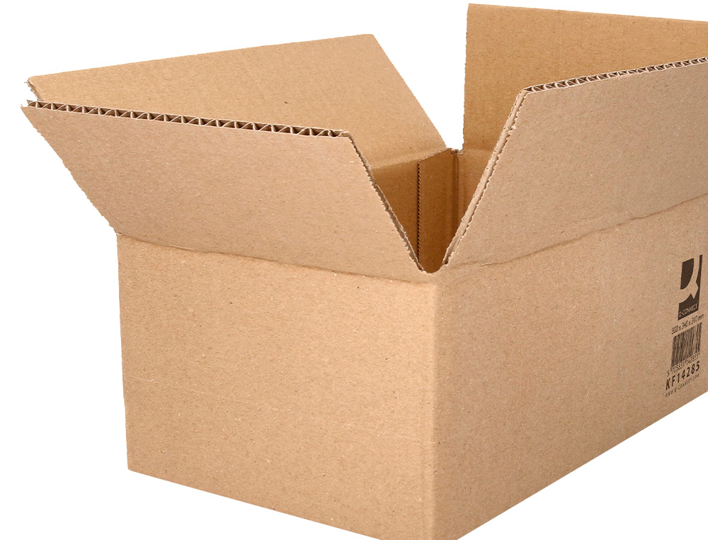 CAISSE AMERICAINE Q-CONNECT ULTRA-RESISTANTE CARTON RECYCLE DOUBLE CANNELURE 7MM 500X340X310MM COLORIS KRAFT