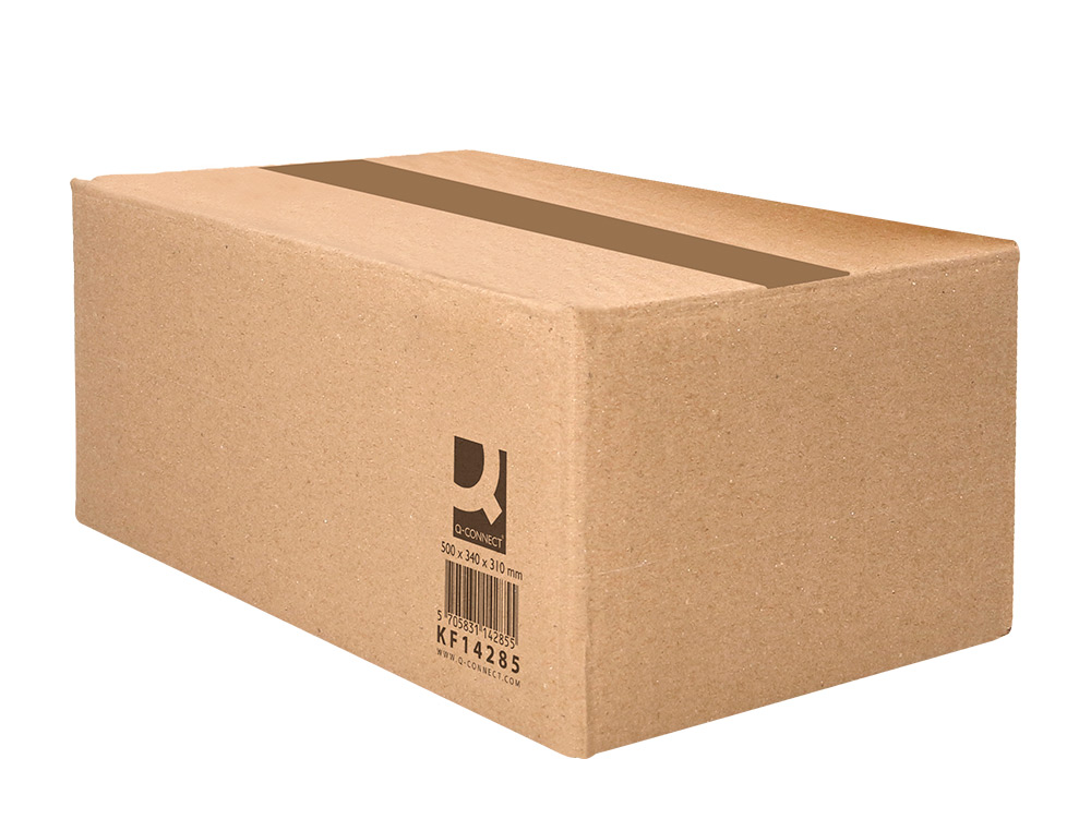 CAISSE AMERICAINE Q-CONNECT ULTRA-RESISTANTE CARTON RECYCLE DOUBLE CANNELURE 7MM 500X340X310MM COLORIS KRAFT
