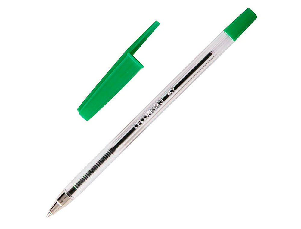 STYLO-BILLE Q-CONNECT ÉCRITURE MOYENNE 0.7MM ENCRE CLASSIQUE BILLE INDÉFORMABLE CAPUCHON COULEUR ENCRE VERT