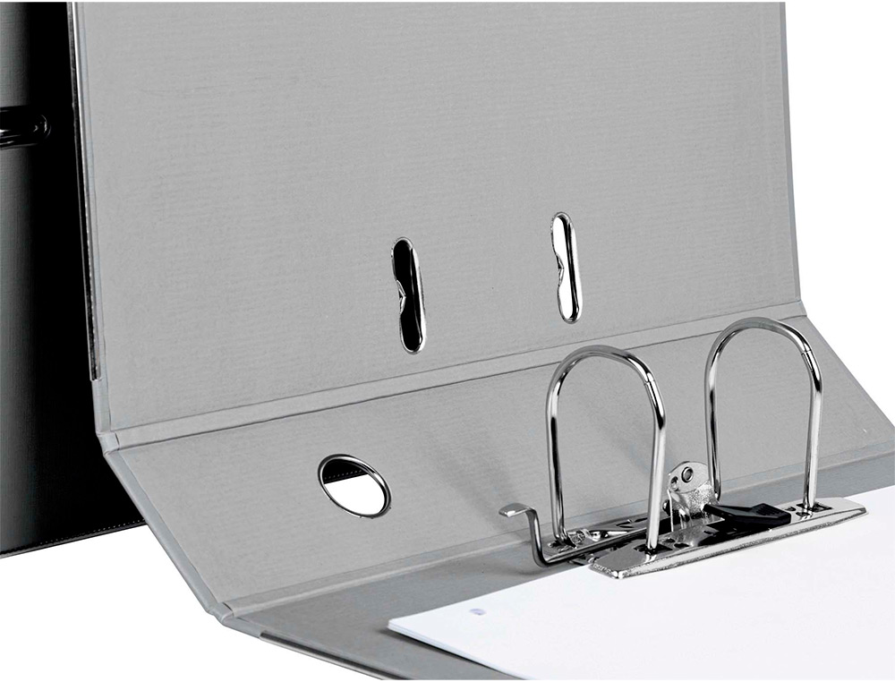 CLASSEUR LEVIER LIDERPAPEL DOCUMENTA FOLIO CARTON REMBORDE DOS 75MM RADO METALLIQUE COLORIS GRIS
