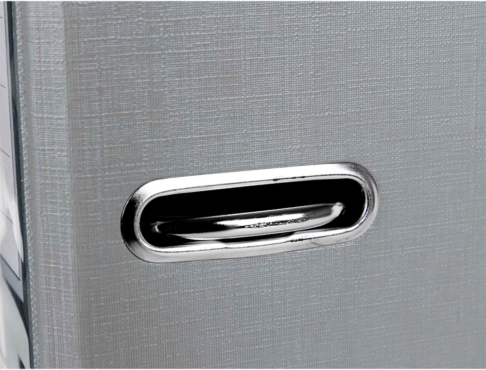 CLASSEUR LEVIER LIDERPAPEL DOCUMENTA FOLIO CARTON REMBORDE DOS 75MM RADO METALLIQUE COLORIS GRIS