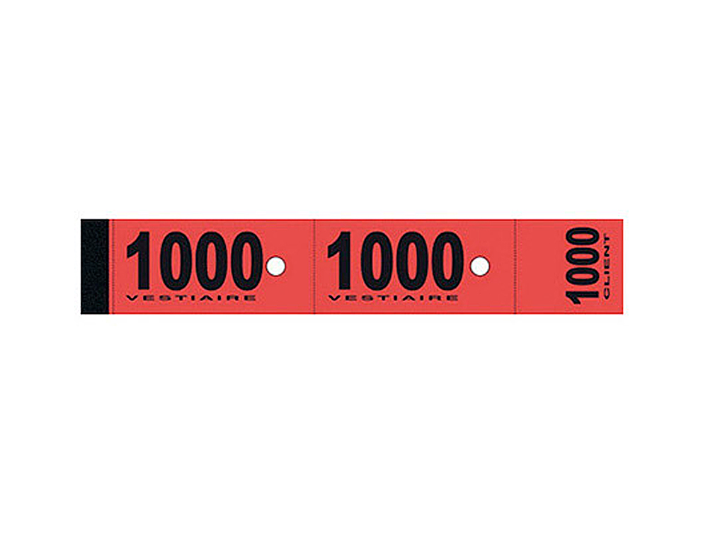 BLOC VESTIAIRE PIQUÉ ELVE 3 COUPONS PERFORÉS DÉTACHABLES NUMÉROTÉS 1/1000 30X200MM 50 FEUILLETS COLORIS ROSE