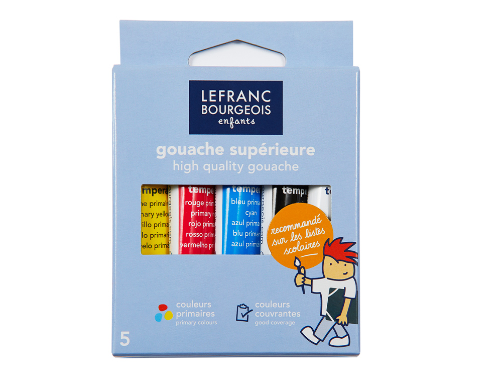 GOUACHE LEFRANC BOURGEOIS SANS COMPOSANTS TOXIQUES BOTE PEGBOARDABLE 5 TUBES 10ML