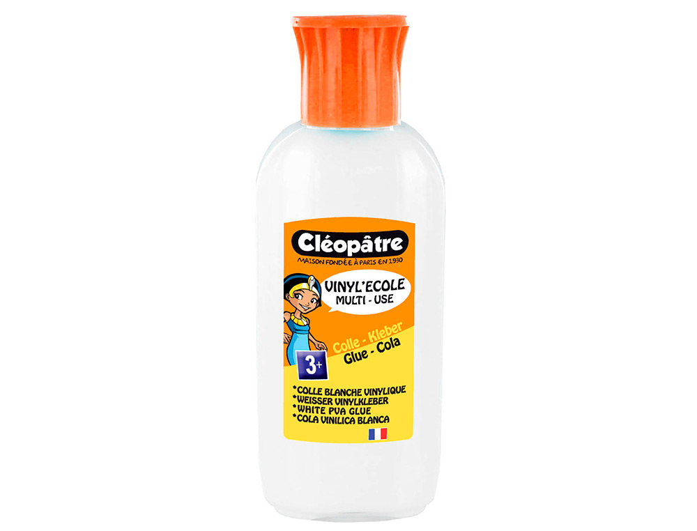 COLLE VINYLIQUE CLÉOPÂTRE BLANCHE TOUS TYPES TRAVAUX USAGE MAISON BUREAU NETTOYAGE FACILE SANS SOLVANT FLACON 100ML