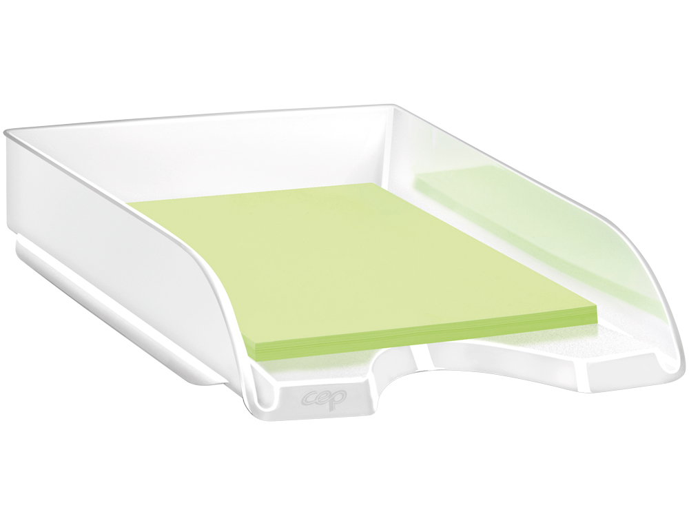 CORBEILLE  COURRIER CEP GLOSS POLYSTYRNE 2 RENFORTS LATRAUX 348x257x66MM COLORIS BLANC