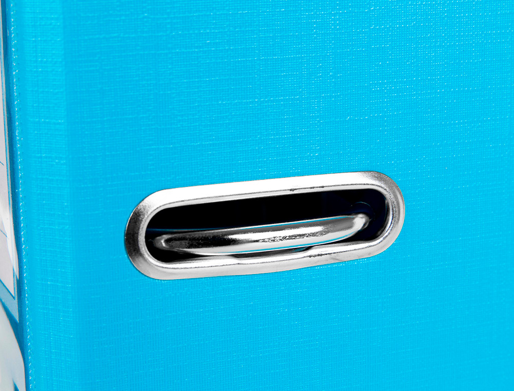 CLASSEUR LEVIER LIDERPAPEL DOCUMENTA FOLIO CARTON REMBORDE DOS 75MM RADO METALLIQUE COLORIS BLEU CIEL