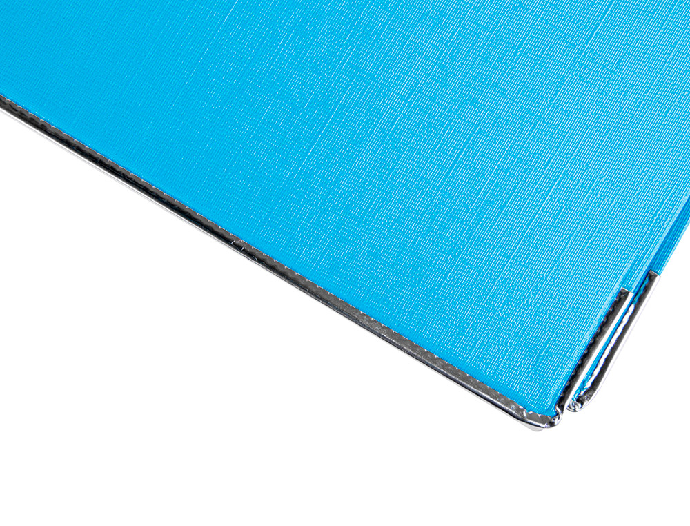 CLASSEUR LEVIER LIDERPAPEL DOCUMENTA FOLIO CARTON REMBORDE DOS 75MM RADO METALLIQUE COLORIS BLEU CIEL