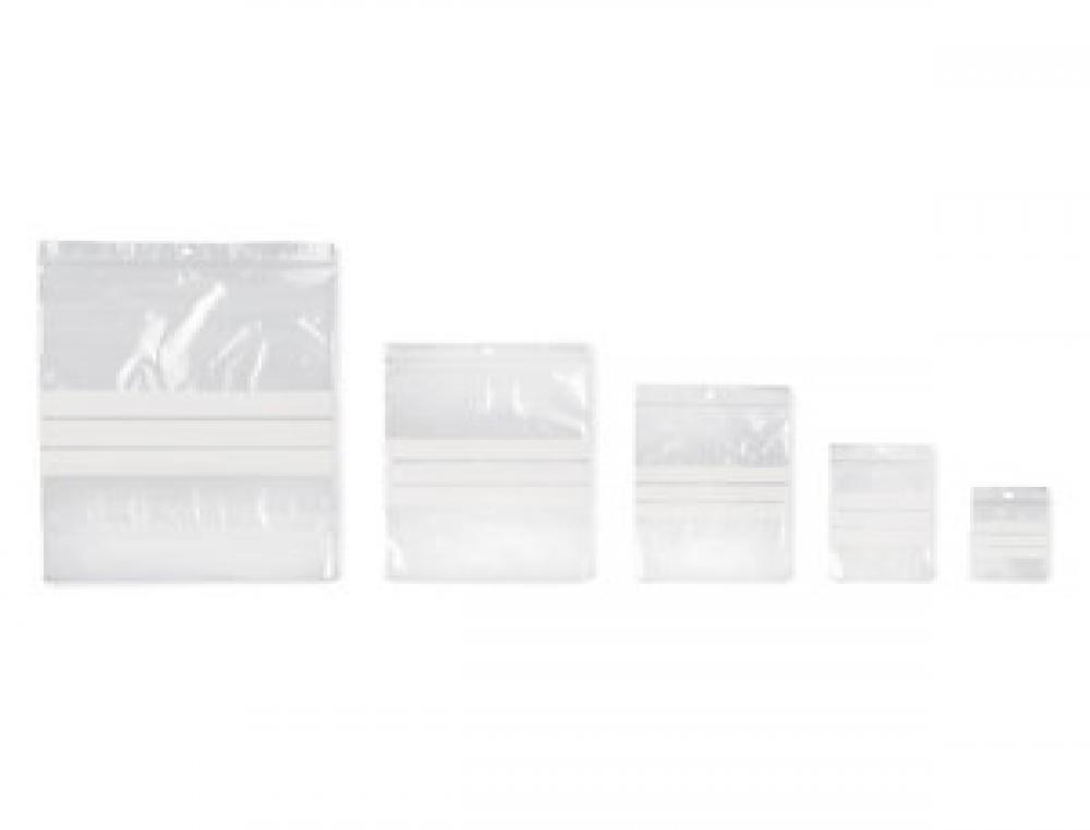 SACHET TRANSPARENT ECOCLIP POLYETHYLENE BASSE DENSITE    BANDES BLANCHES FERMETURE ZIP TROU PBAG14B    16X22CM 1000