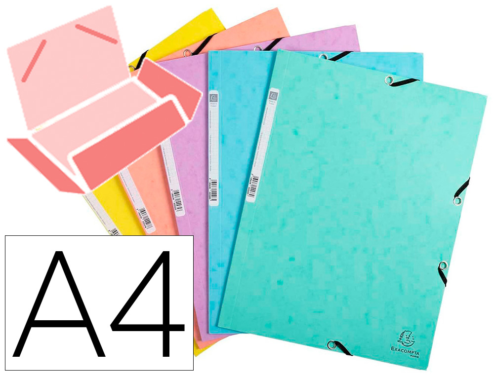 CHEMISE EXA 3 RABATS CA RTE LUSTREE 400G 4A 24X32CM ELASTIQUE COLORIS PASTEL