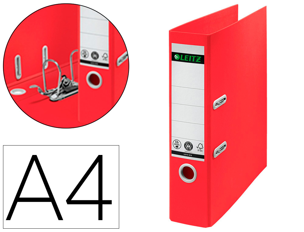 CLASSEUR LEVIER LEITZ ESSELTE RECYCLABLE  A4  80X320X285 MM ROUGE