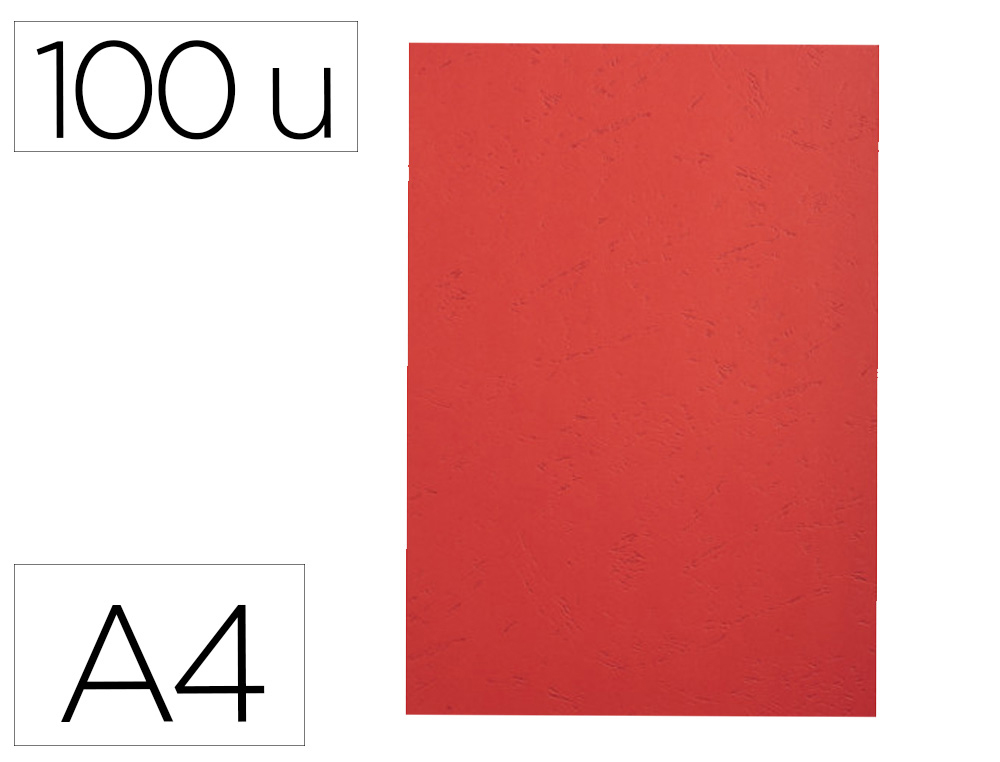 COUVERTURE EXACOMPTA GRAIN CUIR RECYCLE A4 270G PAQUET   DE 100 UNITES COLORIS ROUGE