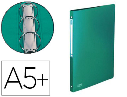 CLASSEUR OXFORD MEMPHIS 4 ANNEAUX RONDS 15MM POLYPROPYLNE 5/10E TOUCHER SATIN DOS 20MM TIQUETTE DOS COLORIS VERT