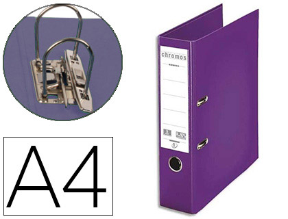 CLASSEUR LEVIER ESSELTE CHROMOS PLUS A4 POLYPROPYLNE GRIFFES BLOCAGE DOS 80MM GRAND PORTE-TIQUETTE COLORIS VIOLET