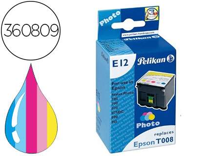 CARTOUCHE PELIKAN JET ENCRE CO MPATIBLE IMPRIMANTES EPSON T008 ENCRE 5 COULEURS