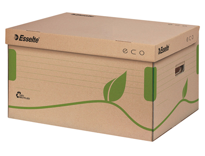 CONTENEUR ESSELTE CARTON ONDUL BRUN RECYCLABLE 439X242X345MM CAPACIT 4/5 BOTES DOS 80/100MM POIGNES LIVR  PLAT
