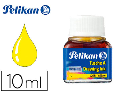 ENCRE DE CHINE PELIKAN TIRE-LIGNES PLUMES DESSINATEUR PINCEAUX COULEUR JAUNE FLACON 10ML