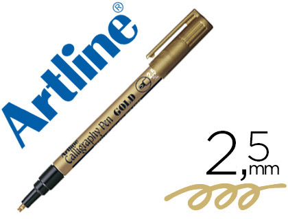 MARQUEUR ARTLINE PERMANENT POINTE LARGE BISEAUTE 2.5MM TOUS SUPPORTS CORPS MTAL ENCRE PIGMENTE RSISTE EAU COULEUR OR