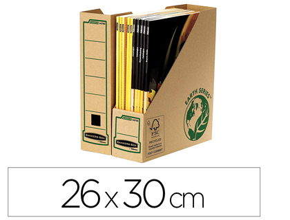 BOTE CLASSEMENT FELLOWES PAN COUP CARTON ONDUL RECYCL 26X30CM DOS 8CM ZONE TIQUETAGE AVANT/ARRIRE COLORIS KRAFT