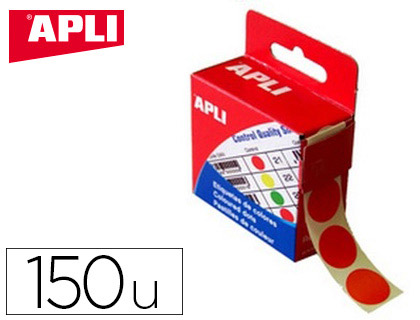 PASTILLE ADHSIVE APLI AGIPA DIAMTRE 15MM PERMANENTE COLORIS ROUGE BOTE 150 UNITS