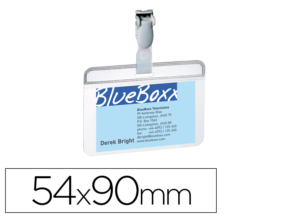 PORTE-BADGE DURABLE AVEC CLIP PLASTIQUE PVC RIGIDE PARFAIT MAINTIEN INSERTION LIVRE SANS BRISTOL 54X90MM BOITE 25 UNITES