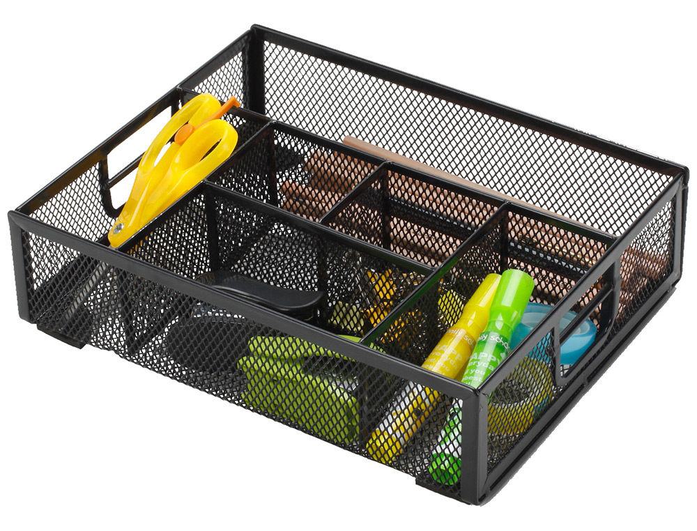 ORGANISEUR BUREAU Q-CONNECT MAILLE MTALLIQUE 6 COMPARTIMENTS 235X183X65MM COLORIS NOIR