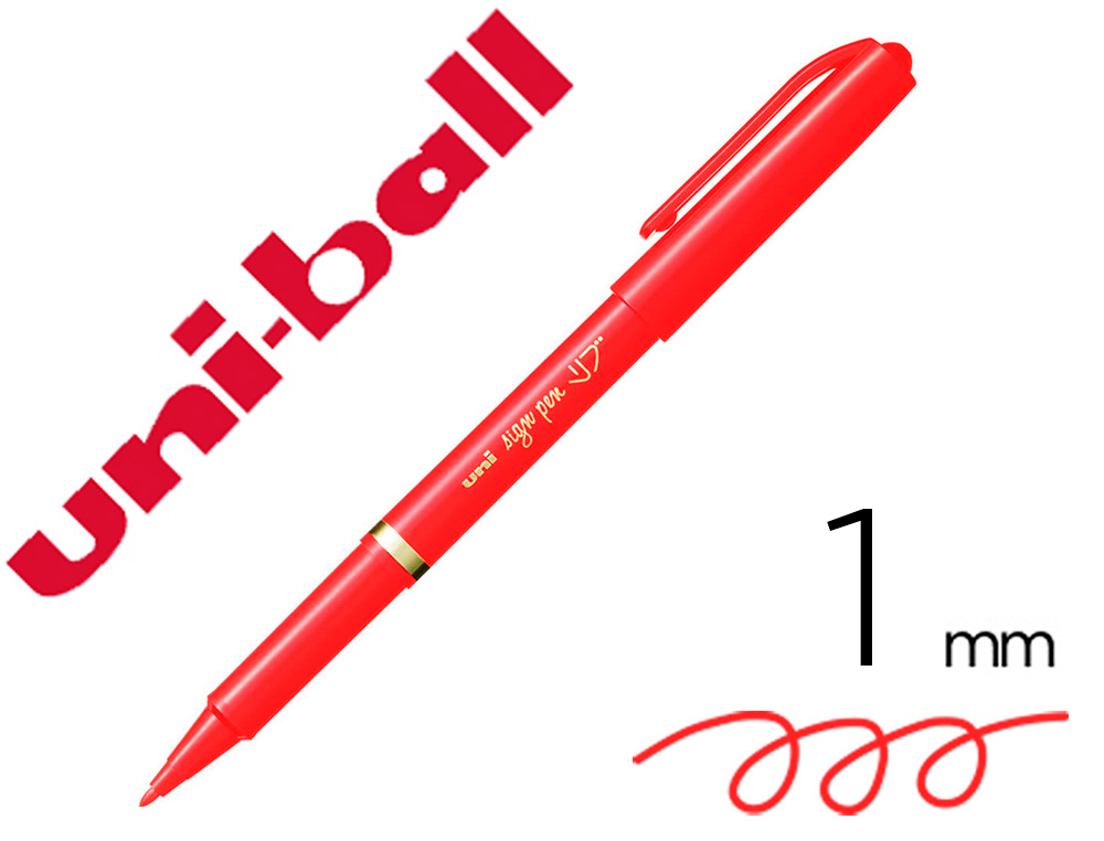 FEUTRE UNIBALL SIGN PEN ENCRE SUPER INK COUVRANTE POINTE    FEUTRE NYLON OGIVE LARGEUR    TRACE 1MM COLORIS ROUGE