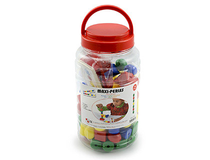PERLE MAXI OZ INTERNATIONAL 3 FORMES 4 COLORIS CONTIENT 75 PERLES 6 LACETS 65CM 1 ABAQUE 16 FICHES ACTIVIT DS 2 ANS