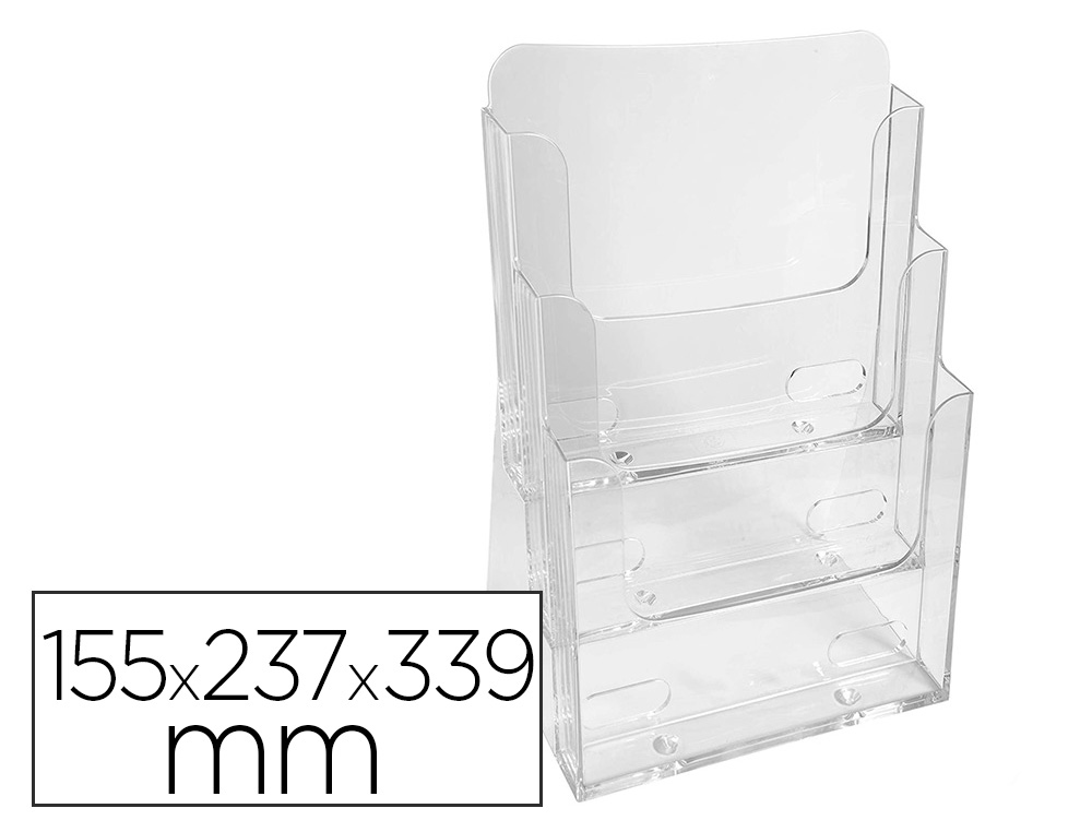 DISTRIBUTEUR EXACOMPTA POLYSTYRENE FORMAT A4         VEERTICAL 3 COMPARTIMENTS     TRANSPARENT