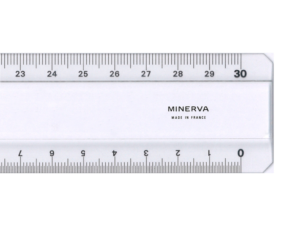 REGLE PLATE TRIPE DECIMETR S MINERVA 2 BISEAUX 30 CM