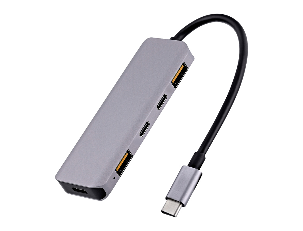 HUB T'NB ICLICK 5 EN 1 2 USB-C 2 USB-A 1 USB-C POWER   DELIVERY 100W COLORIS         ALUMINIUM
