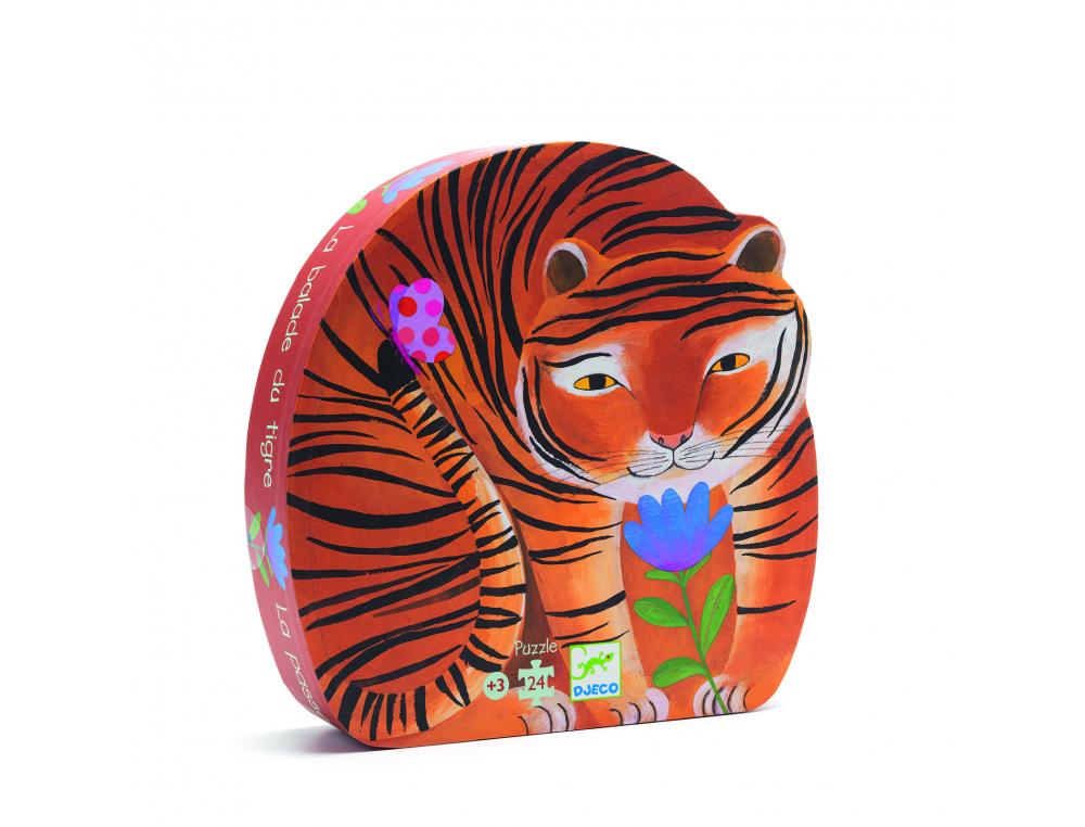 PUZZLES CARTON 24 PIECES DJECO LA BALADE DU TIGRE      FORMAT PAYSAGE 24 PIECES