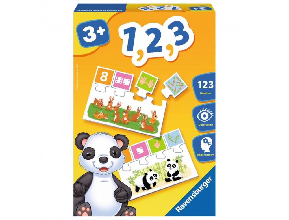 JOUER AVEC LES CHIFFRES RAVENSBURGER 1 2 3            APPRENTISSAGE JUSQU A 10 10   PLANCHES 40 PIECES DE PUZZLE